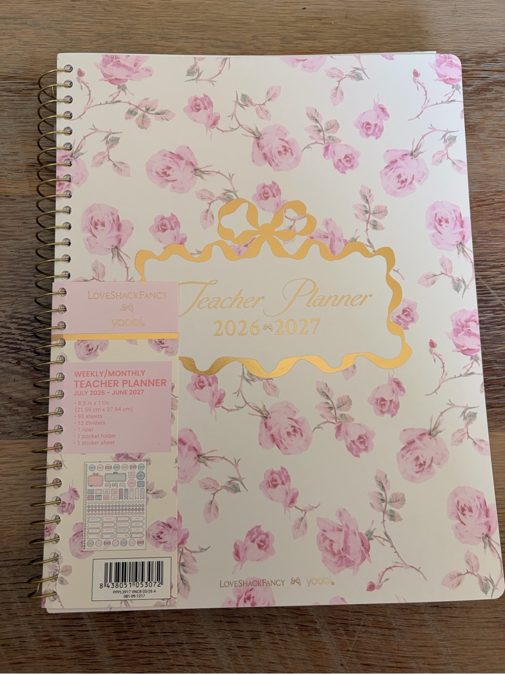 LoveShackFancy Pink Floral Teacher Planner 2026-2027